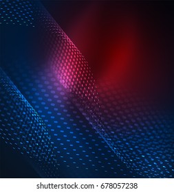 Glowing particles wave design template, vector technology light concept