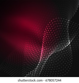 Glowing particles wave design template, vector technology light concept