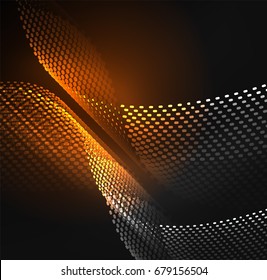Plantilla de diseño de onda de partículas brillantes, concepto de luz de tecnología vectorial