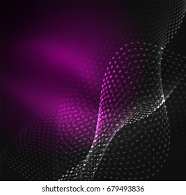 Glowing particles wave design template, vector technology light concept