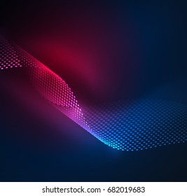 Glowing particles wave design template, vector technology light concept