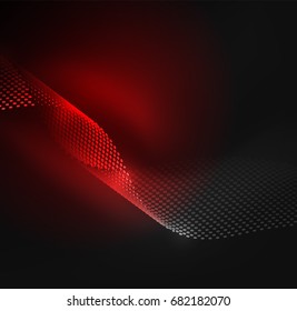 Glowing particles wave design template, vector technology light concept