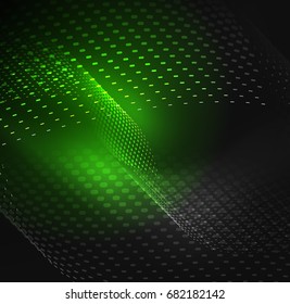 Glowing particles wave design template, vector technology light concept
