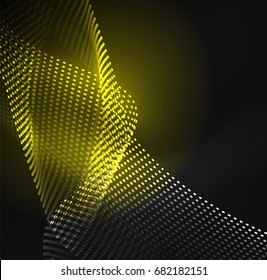 Glowing particles wave design template, vector technology light concept