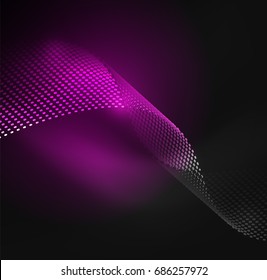 Glowing particles wave design template, vector technology light concept