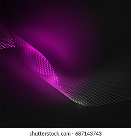 Glowing particles wave design template, vector technology light concept