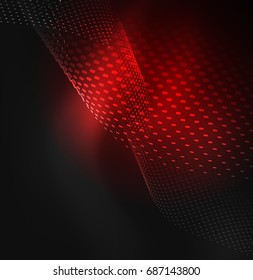 Glowing particles wave design template, vector technology light concept