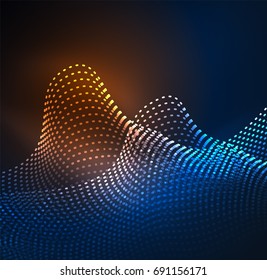 Glowing particles wave design template, vector technology light concept