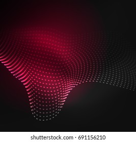 Glowing particles wave design template, vector technology light concept