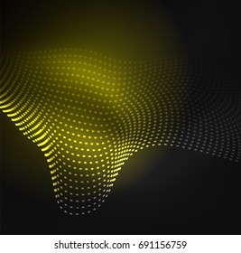 Glowing particles wave design template, vector technology light concept