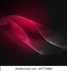 Glowing particles wave design template, vector technology light concept