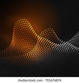 Glowing particles wave design template, vector technology light concept