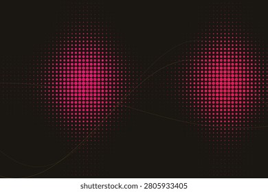 Glowing pink halftone grid with luminous focal points dots