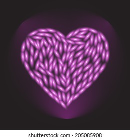 Glowing pink heart. Vector illustration.