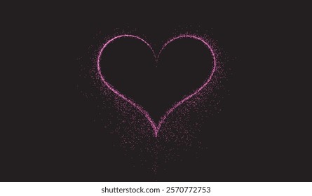Glowing pink heart-shaped light design with sparkling accents on a dark backdrop. Ideal for romantic and festive projects.