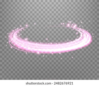 Glühende rosa magische Ringe. Halo-Ring für dynamische Orbitalflare. Neon realistischer Energie Swoosh Swirl. Abstrakter Lichteffekt auf einem durchsichtigen Hintergrund. Vektorillustration.