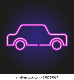 glowing pink neon car icon of vector illustration
