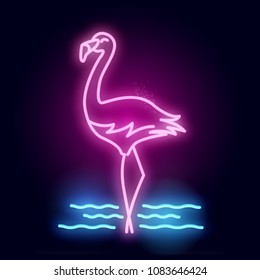 Glowing Pink Neon Flamingo Sign