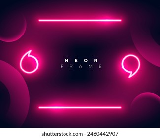 glowing pink neon light with quotation mark and text space vector