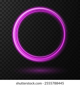 Glowing Pink Neon Ring Frame: Magic Twirl Light Effect for Dark Backgrounds and Elegant Designs