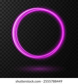 Glowing Pink Neon Ring Frame: Magic Twirl Light Effect for Dark Backgrounds and Elegant Designs