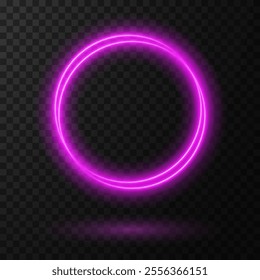 Glowing Pink Neon Ring Frame: Magic Twirl Light Effect for Dark Backgrounds and Elegant Designs