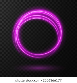 Glowing Pink Neon Ring Frame: Magic Twirl Light Effect for Dark Backgrounds and Elegant Designs