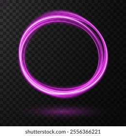 Glowing Pink Neon Ring Frame: Magic Twirl Light Effect for Dark Backgrounds and Elegant Designs