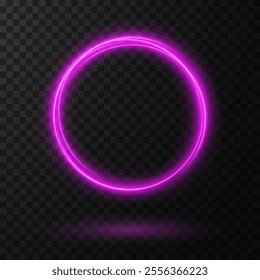 Glowing Pink Neon Ring Frame: Magic Twirl Light Effect for Dark Backgrounds and Elegant Designs