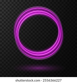 Glowing Pink Neon Ring Frame: Magic Twirl Light Effect for Dark Backgrounds and Elegant Designs