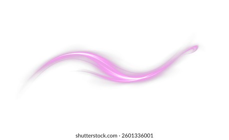 glowing pink neon wave effect featuring dynamic energy streaks, swirling flares, and futuristic motion. Perfect for digital designs, space visuals, speed effects, and abstract backgrounds. Vector 