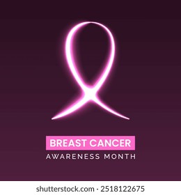 Glowing pink ribbon graphic design or post design breast cancer awareness graphic design