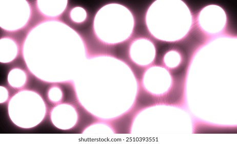 Fondo de círculos de burbujas de rayos X de color rosa brillante en la atmósfera negra oscura