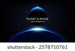 Glowing Planet Eclipse, Universe, Space and Solar Light Glare: Stunning Earth Halo and Horizon Effects for Sunrise and Sunset Poster and Banner Design. Vector.