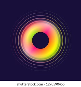 Glowing plate, element of music album, digital music, space disk, fluid circle. ESP10 vector illustration