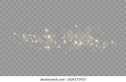 Glowing PNG background with golden sparkles, bright flare, glittering snow, magic light, confetti and stardust on black backdrop, festive Christmas card with vibrant texture and holiday illustration