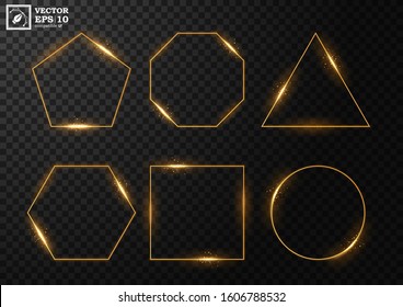 Glowing polygon sets, on a transparent background. Vector Illustration