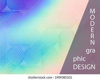 Glowing poster glitch holographic vector layout design. Business card blurred holo backdrop. Energetic glitch hologram gradient background for poster.