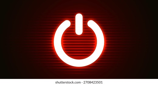 Glowing power button icon on a futuristic blue background. Represents technology, start, or energy concepts. Vector illustration