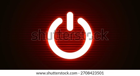 Glowing power button icon on a futuristic blue background. Represents technology, start, or energy concepts. Vector illustration