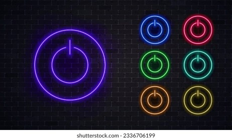 Glowing power button neon icon.