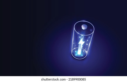 Glowing power neon light futuristic energy storage, high capacity rechargeable lithium ion battery, 3D rendering of future electric vehicle clean energy technology concept