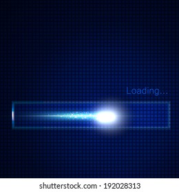Glowing progress loading bar. Vector illustration