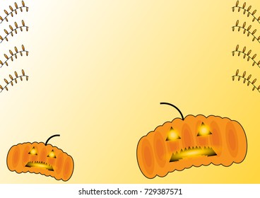 Glowing pumpkin, Halloween's day background and wallpaper, image for kids, illustrator, vector.