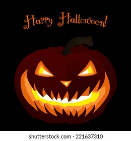 Glowing pumpkin. Vector illustration. Halloween design.