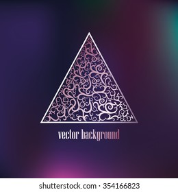 glowing purple background  with swirls in a triangle , vector