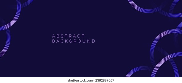 Glowing purple circles background. Abstract neon round pattern. Dark blue geometric curved lines design for cover, poster, banner, brochure, flyer, booklet, presentation, card. Vector wallpaper