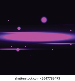 Glowing Purple Light Beam with Particles, Dark Neon Effect Background
