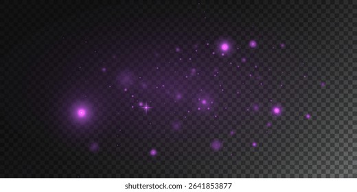 Glowing purple light effect. Shiny particle dust.Vector illustration.EPS 10.