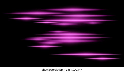 Glowing purple light streaks on a black background. Horizontal neon beams create a high-speed motion effect, representing futuristic energy and digital acceleration. Sci-fi, cyber, abstract design